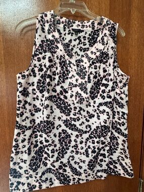 Talbots Pink Leopard Print Sleeveless Top Size Large